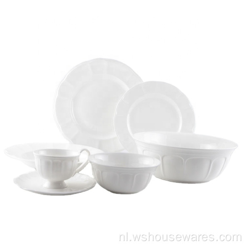 16pcs Bone Color Glazed Servies Set